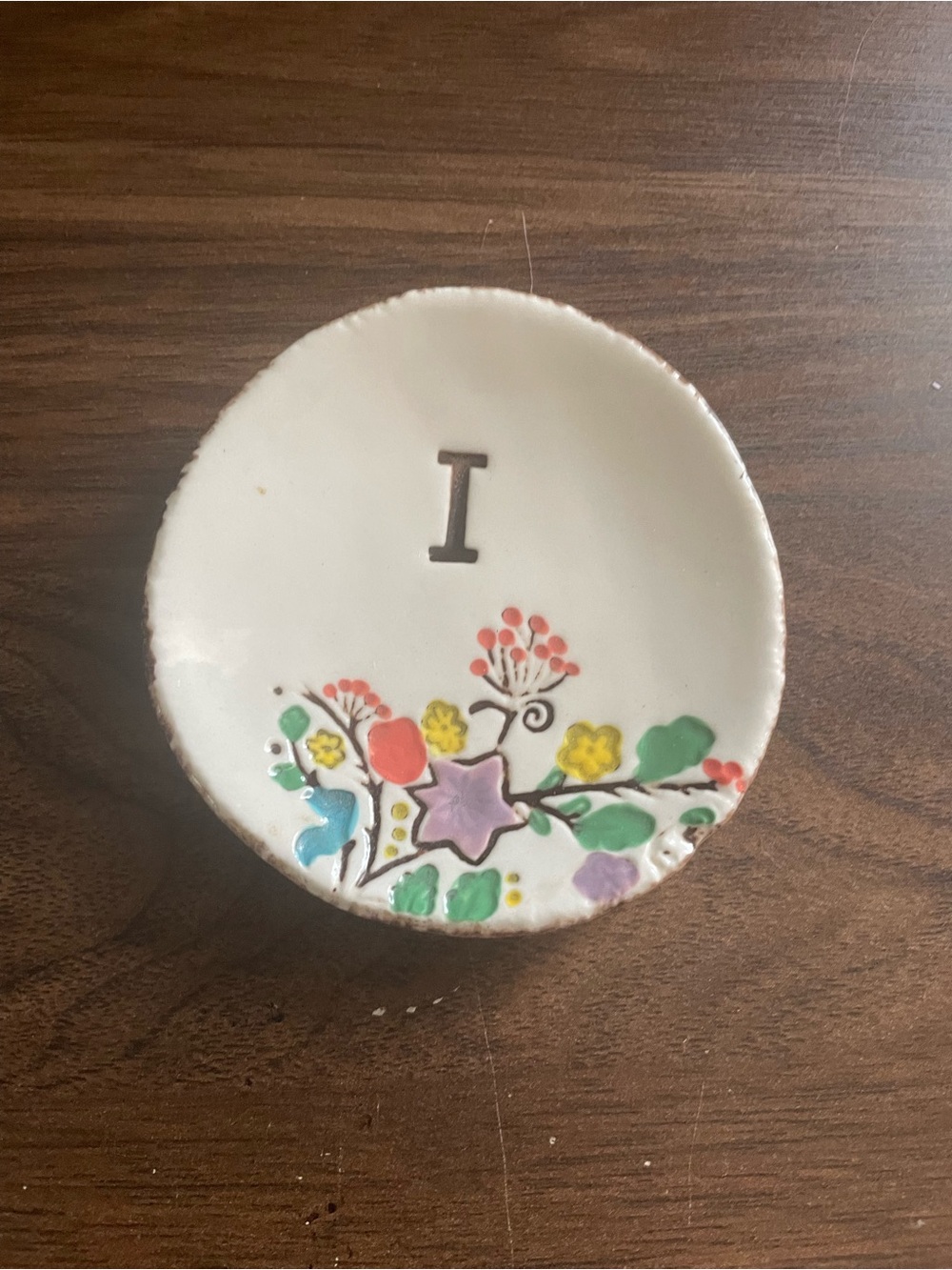 Anthropologie Ceramic ring Dish with Multicolor Floral Motif